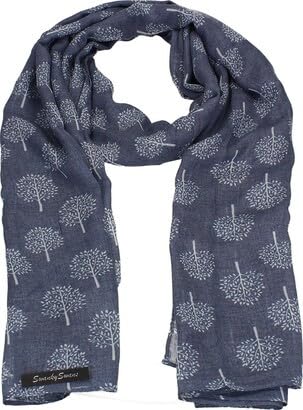 Mulberry Tree Print Scarf Lightweight Neck Scarves Ladies Clothing Accessory,Elegant Touch to Any Outfit,Lightweight/Comfortable Versatile Fashion Accessary-Denim Blue Colour