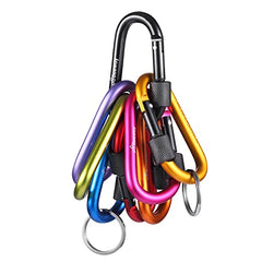 BEEWAY Locking Carabiner, 8 Pack Premium Aluminum Alloy D-Ring Carabiners Key Chain Clip Hook for Camping, Hiking, Traveling, Fishing, Backpack