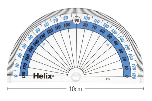 Helix 10cm 180 Degree Clear Protractor H01010