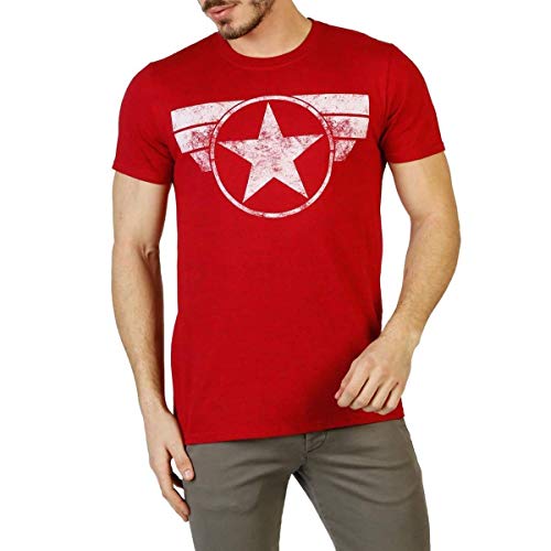 Marvel Men's Captain America Cap Logo T Shirt, Heather Navy, XXL UK