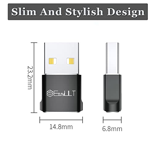 EasyULT USB C Female to USB Male Adapter, Type C to USB A Converter, USB Type C Adapter for Watch 8 7, Phone 12 13 14 15 Max Pro, SE, Samsung Galaxy S23 S22, Xiaomi y Otro USB C Device-Black