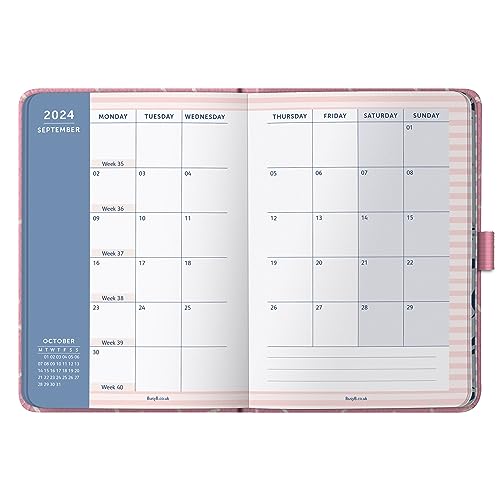 Busy B A6 To Do Diary January to December 2024 - Pink Sprinkle - Faux Leather Week to View Diary with Notes, Tear-Out Lists & Pockets