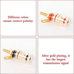 Jubaopen 6Pcs Plated Banana Plug Banana Plug Socket Speaker Terminal Binding Post Gold Plate Binding Post for Amplifier Speaker Terminal Connector