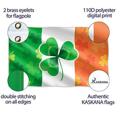 Irish Flag for St Patricks Day – Ireland Flag - St Patrick’s Day decorations – Double-sided Digital Print - 110Den Thick polyester - Double Seam - 2 brass eyelets, large 5ft x 3ft