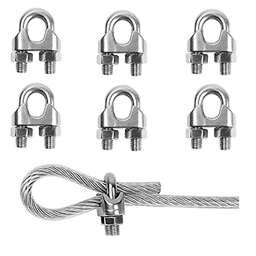 TERF® 6 Pcs Wire Rope Cable Clip Clamps M10 for Ø 10mm (3/8 inches) Wire Rope Cable Grip Galvanized Steel U Bolt Saddle Fastener for Rigging Rope and tension cable Garden Tension Wire Ropes