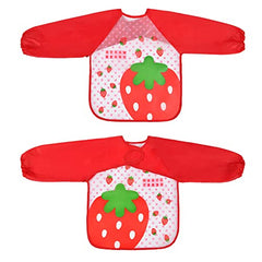 Vicloon Bibs with Sleeves, 4 Pcs Baby Waterproof Weaning Toddler Bib, Long Sleeve Bib Unisex Feeding Bibs Apron for Infant Toddler 6 Months to 3 Years Old