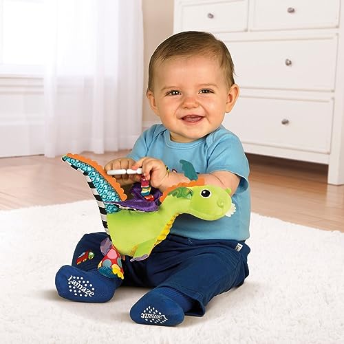 LAMAZE Flip Flap Dragon, Clip on Pram and Pushchair Newborn Baby Toy, Sensory Toy for Babies Boys and Girls from 0 to 6 Months