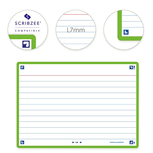 Flash Cards, Ruled with Green Frame, A6, Pack of 80
