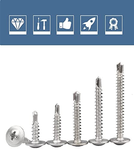 Self Tapping Screws 4.2x32 mm Stainless steel Self Drilling Screws for Metal Wafer Head Phillips Sheets Roofing Windows Tek Screws 50Pcs