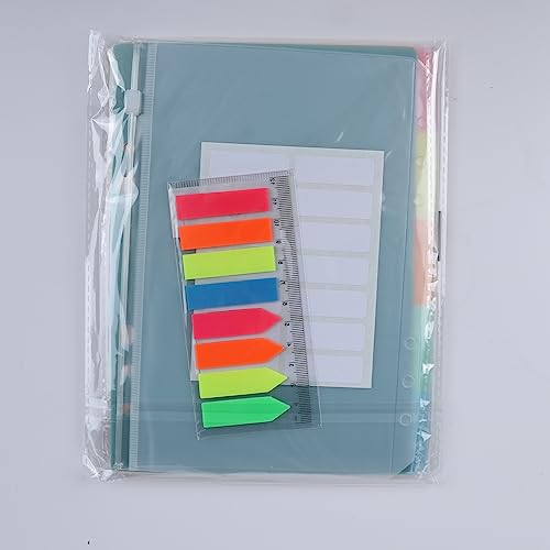 FANDAMEI A5 Refills Lined Paper Set - A5 Refill Pad with PP Binder Divider, Neon Index Flag & A5 Zipper Pocket, A5 Paper Inserts with Subject Divider, A5 Planner Inserts Paper