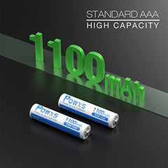 POWXS AA and AAA Rechargeable Batteries Set - 8 Pack Rechargeable Battery, High Capacity 2800mAh AA x 4 and 1100mAh AAA x 4 Ni-MH 1.2v Pre-Charged Batteries