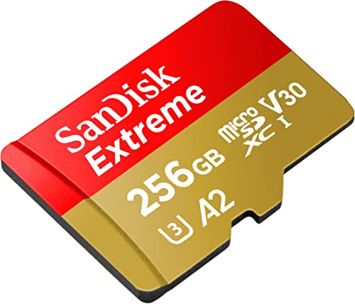 SanDisk 256GB Extreme microSDXC card and SD adapter and RescuePRO Deluxe, up to 190MB/s, with A2 App Performance, UHS-I, Class 10, U3, V30, Black