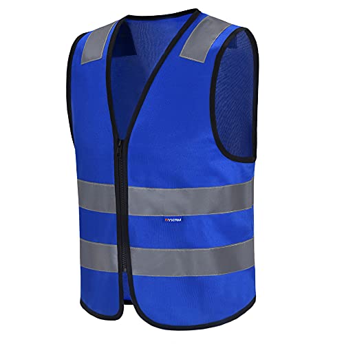 5 colors hi viz equestrian Adult High Visibility Hi Viz Vest Waistcoat Safety blue hi vis vest(XXS-XXL) (S, Blue)