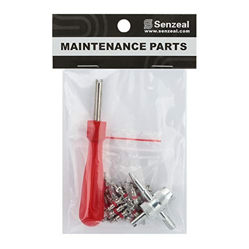 SENZEAL Single Head Valve Removers Red with 4 in 1 Tyre Valve Repair Tool and 20pcs Valve Cores