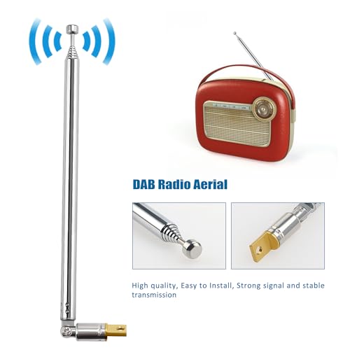 VooGenzek 3 PCS 75cm 7 Section Replacement Telescopic Aerial Antenna, DAB FM Antenna Replacement, Portable Radio Antenna, for DAB AM/FM Stereo Reception