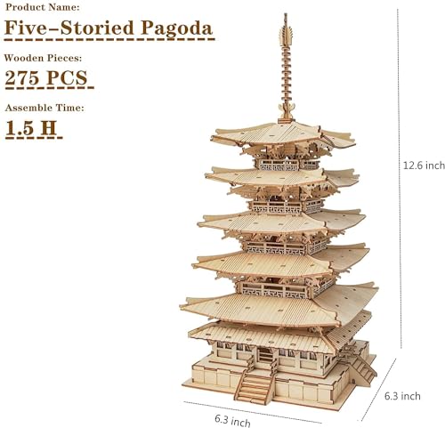 ROWOOD 3D Wooden Puzzle Japanese Temple Model Kit for Adults to build, DIY Wooden Model Building Construction Craft Kits, Ideal as Christmas And Birthday Gift