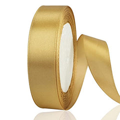 OWill Champagne Gold Satin Ribbon, Double Sided Polyester 20mm X 22m(24 Yards) Gift Wrapping Ribbon for Cake Decoration, DIY Sewing Project, Party Balloon Decoration & Hair Bows Decoration