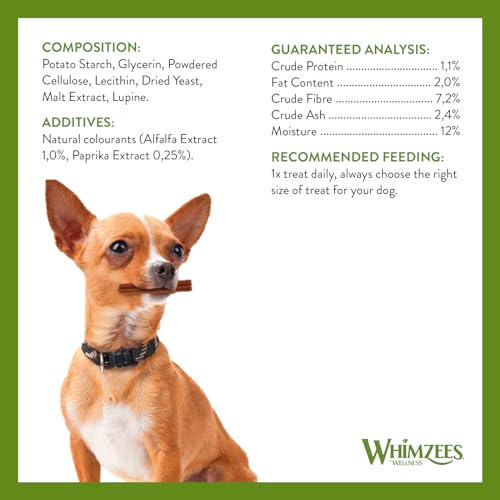 WHIMZEES By Wellness Stix, Month Box, Natural and Grain-Free Dog Chews, Dog Dental Sticks for Medium Breeds, 30 Pieces (One Month Supply), Size M