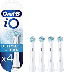 Oral-B iO Ultimate Clean Electric Toothbrush Head, Twisted & Angled Bristles for Deeper Plaque Removal, Pack of 4 Toothbrush Heads, Suitable for Mailbox, White