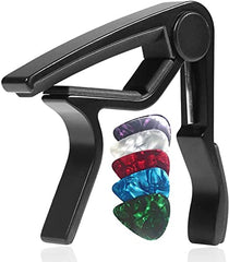 WINGO Guitar Capo for Acoustic and Electric Guitars with 5 Picks for Free, Black