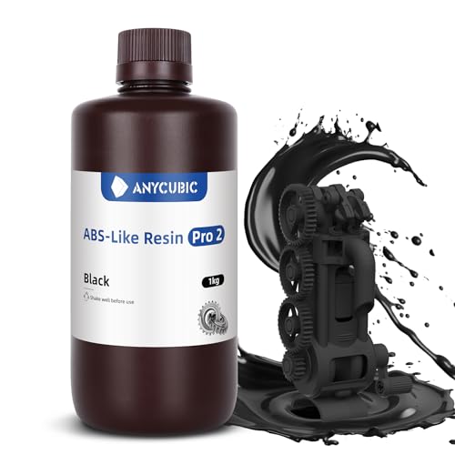 ANYCUBIC ABS-Like Resin Pro 2, 3D Printer Resin with Enhanced Strength and Toughness, High Precision and Minimal Shrinkage 3D Resin, Widely Compatible with All Resin 3D Printers(Black, 1kg)