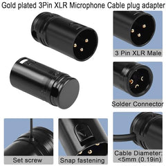 QIANRENON Compact XLR Microphone Solder Adapter Gold Plated 3Pin XLR Male Solder Connector Adjustable 90° Right Angle XLR Audio Plug, for DIY thin XLR Cable Corner Connection, Include Spanner