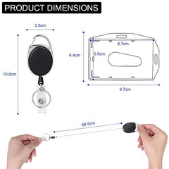 Vicloon Badge Holder, 2PCS Two-Sided Horizontal Vertical ID Card Holder with Retractable Reel Set for School, Office, Identity Card, Key Ring and Belt Clip Attachment