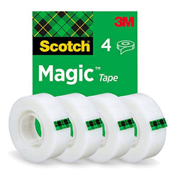 Scotch Magic Tape, 4 Rolls , 19 mm x 33 m - General Purpose Sticky Tape for Document Repair, Labelling & Sealing