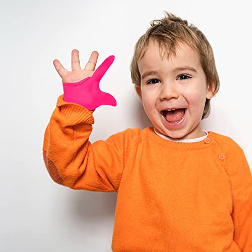 4 Pcs Thumb Sucking Guard Gloves，Kids Chewy Compression Glove，Kids Stop Thumb Sucking and Finger Biting for Ages 5-13 (Double Thumb Style)