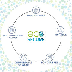 Ecosecure Multi-Purpose Nitrile 100 Disposable Gloves Medium - Powder Free, Latex Free & Non-Sterile - Food Approved, Medical & Industrial Protection - Box of 100