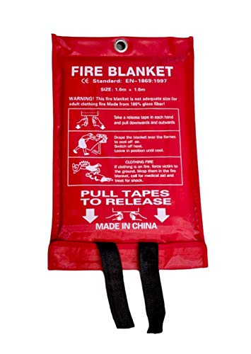 ASPIRE UK® 1m x 1m Soft Case Fire Blanket, Large, Quick Unfolding, with Loops