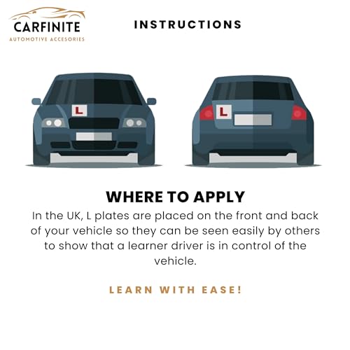 Extra Thick Magnetic L Plates for Cars UK (Pack of 2) – No Blow-off, Easy to Apply, No Paint Scratches – Fully Magnetic L Plates for Learner Drivers, and Durable, Fully Magnetic L Plates, UK Approved