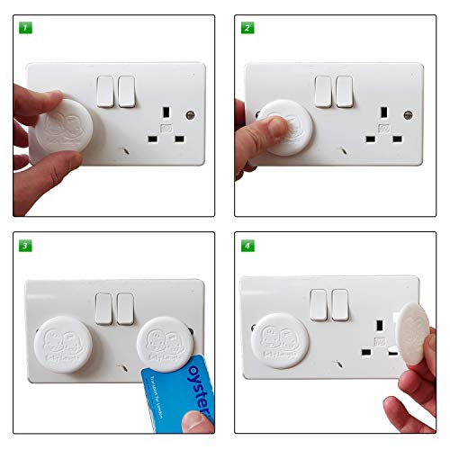 BaBy Laughs Plug Socket Covers UK for Baby Proofing - 12 Pack Tight Fit Waterproof Wall Socket Protector Set for Indoor Outdoor Use, White Electric Socket Cover for Child Safety