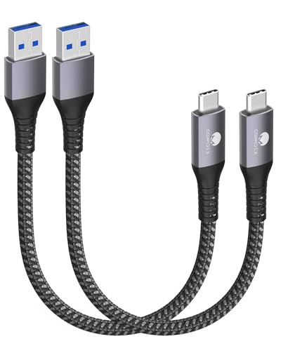 CONMDEX USB C Cable Short 20cm/0.2M 2Pack 10Gbps Data USB3.1 Gen2 Type C Android Auto Cable QC3.0 3.1A USB A to C Fast Charger for Samsung Note20 Galaxy S23/S22/S21 Z Flip5 TabS9 Pixel8 OnePlus11-Grey