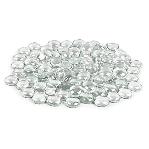 ARSUK Glass Pebbles Decorative Stones Beads Nuggets Gems Mosaic Tiles for Vases Craft Garden Bowls Fish Tank (70-80 Clear Pebbles)