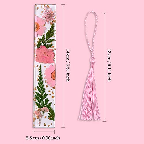 PROUSKY Resin Bookmark Pressed Flower Bookmark, Resin Flower Bookmark, Dried Flower Bookmark for Women Readers Teachers Students Gift, Pink