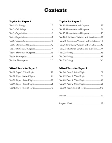 GCSE Biology: AQA 10-Minute Tests (includes answers): for the 2024 and 2025 exams (CGP AQA GCSE Biology)