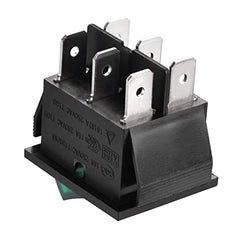 Heschen Rocker Switch ON-OFF DPDT 6 Terminals Green Light Illuminated 16A 250VAC 2Pack