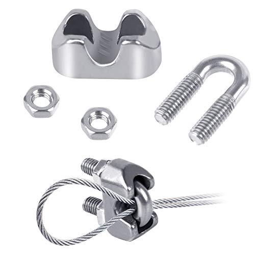 18 PCS Wire Rope Clip Cable Clamp M3 U Bolt Clamp Ø 3mm (1/8 inches) Sturdy 304 Stainless Steel U Bolt Saddle Fastener For Wire Rope Cable Garden Industry Gym