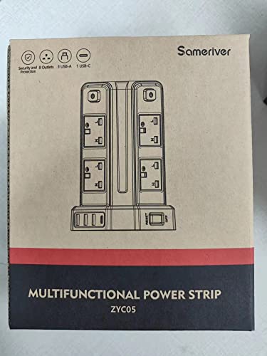 Tower Extension Lead with USB Slots, (13A 3250W) Surge Protection Extension lead with 4 Control Switch, 8 AC Outlets & 4 USB Ports Plug Extension Socket, Extension Cable 3M for Office, Home, Kitchen