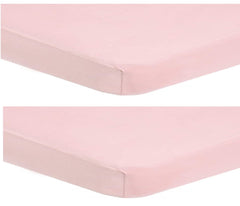 Dudu N Girlie Fitted Sheet Next to Me Crib 51 x 85 - Chicco Nexttome Crib Sheets 2 Pack Hypoallergenic Baby Cot Sheets Bedding Elasticated Breathable Easy Care (Pack of 2, Pink)