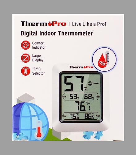 ThermoPro TP50 Digital Thermo-Hygrometer Indoor Room Thermometer with Recording and Climate Indicator for Room, Climate Control Monitor