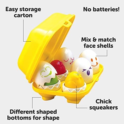 TOMY Toomies Hide and Squeak Eggs Baby Toy - Baby Box of Big Eggs with 3 Squeak Chicks & 3 Rattle Chicks - Colour & Shape Sorter Baby Sensory Toys - Toddler Toys & Baby Toys 6 Months Plus to 36 Months