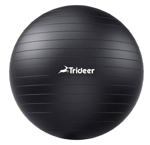 Trideer Exercise Ball Yoga Ball, 5 Sizes Pregnancy Ball for Maternity, Balance, Stability, Fitness, Anti-Burst Birthing Ball & Heavy Duty Office Ball Chair, Gym Ball with Quick Pump