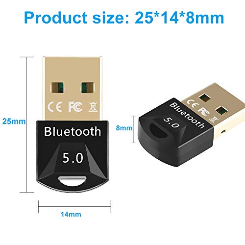 EasyULT USB Bluetooth 5.0 Adapter for PC Laptop, Wireless Bluetooth Dongle/Receiver for windows 11/10/8/8.1/7, Plug and Play, Wireless Transfer for Headset Speaker Keyboard Mouse Printer