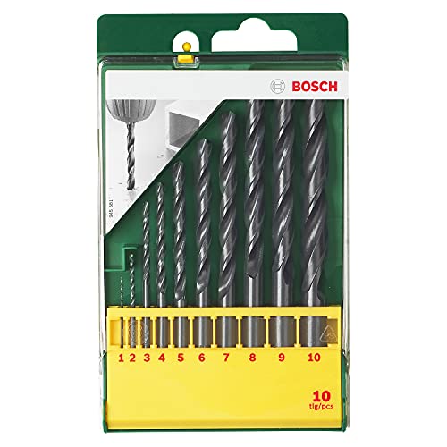 Bosch Home and Garden 2607019442 10 Piece Metal HSS-R Drill Bit Set, Black