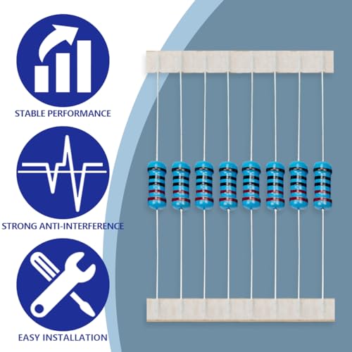 Innfeeltech 50 Pcs 1W 1% Tolerance 220 Ohm Metal Film Resistor Resistance for DIY Project and Experiments