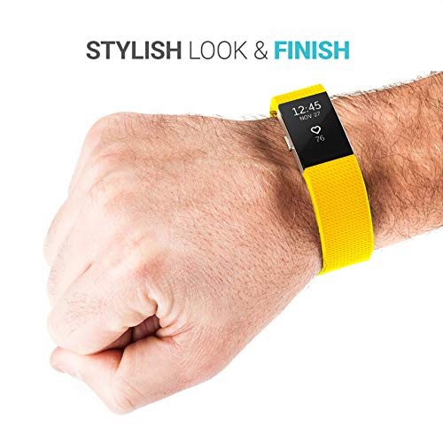 Yousave Accessories Compatible Strap for FitBit Charge 2, Silicone Sport Wristband for the FitBit Charge 2 - (Small - Single Pack, Mellow Yellow)