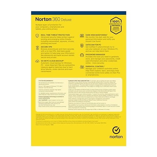 Norton 360 Deluxe 2024, Antivirus software for 5 Devices and 1-year subscription with automatic renewal, Includes Secure VPN and Password Manager, PC/Mac/iOS/Android, Activation Code by Post