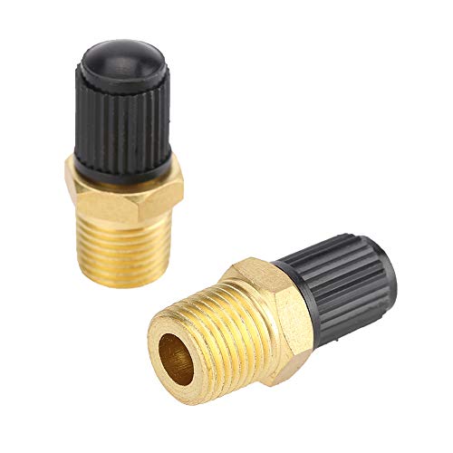 Tank Fill Valve,2 Pcs 1/4 Inch NPT MPT Brass Air Compressor Tank Fill Valve with Plastic Cover Brass Tank Fill Valve